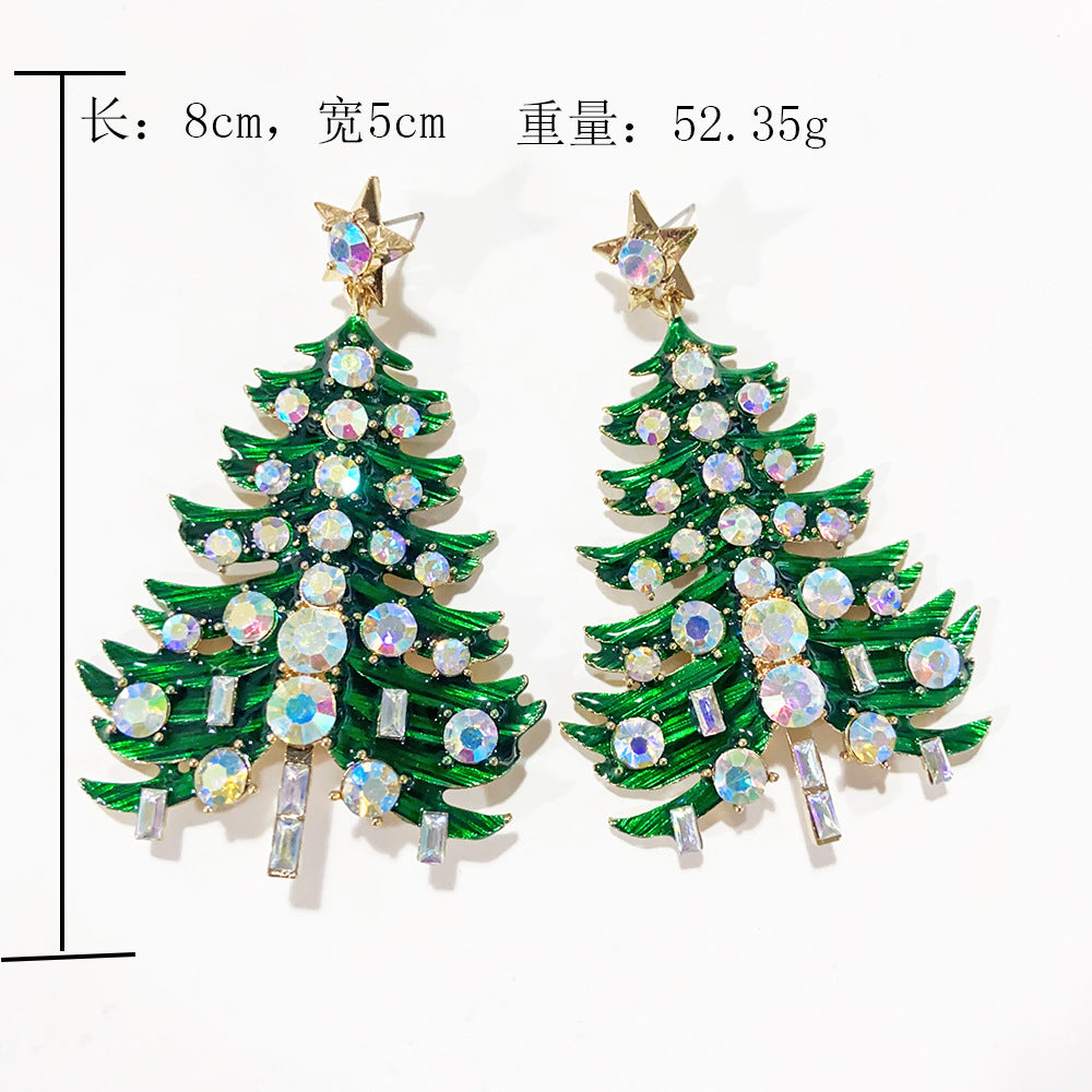 Wholesale Christmas Candy Cane Christmas Tree Stud  Alloy Earrings